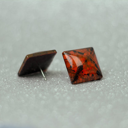 Orange + Black Square Grunge Earrings