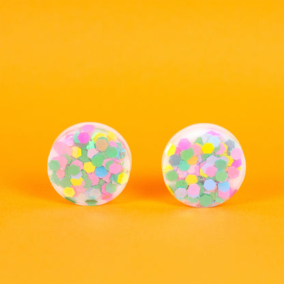 Iridescent Rainbow Confetti Earrings