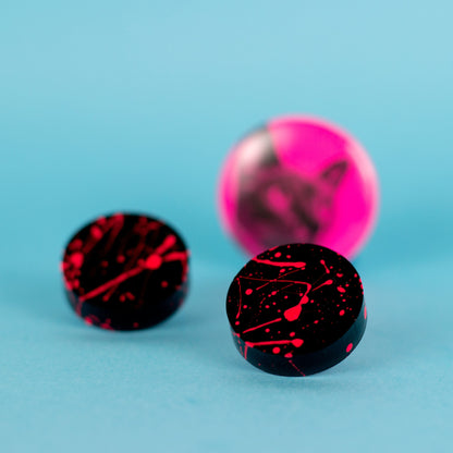 80s Neon Earrings / Pink + Black