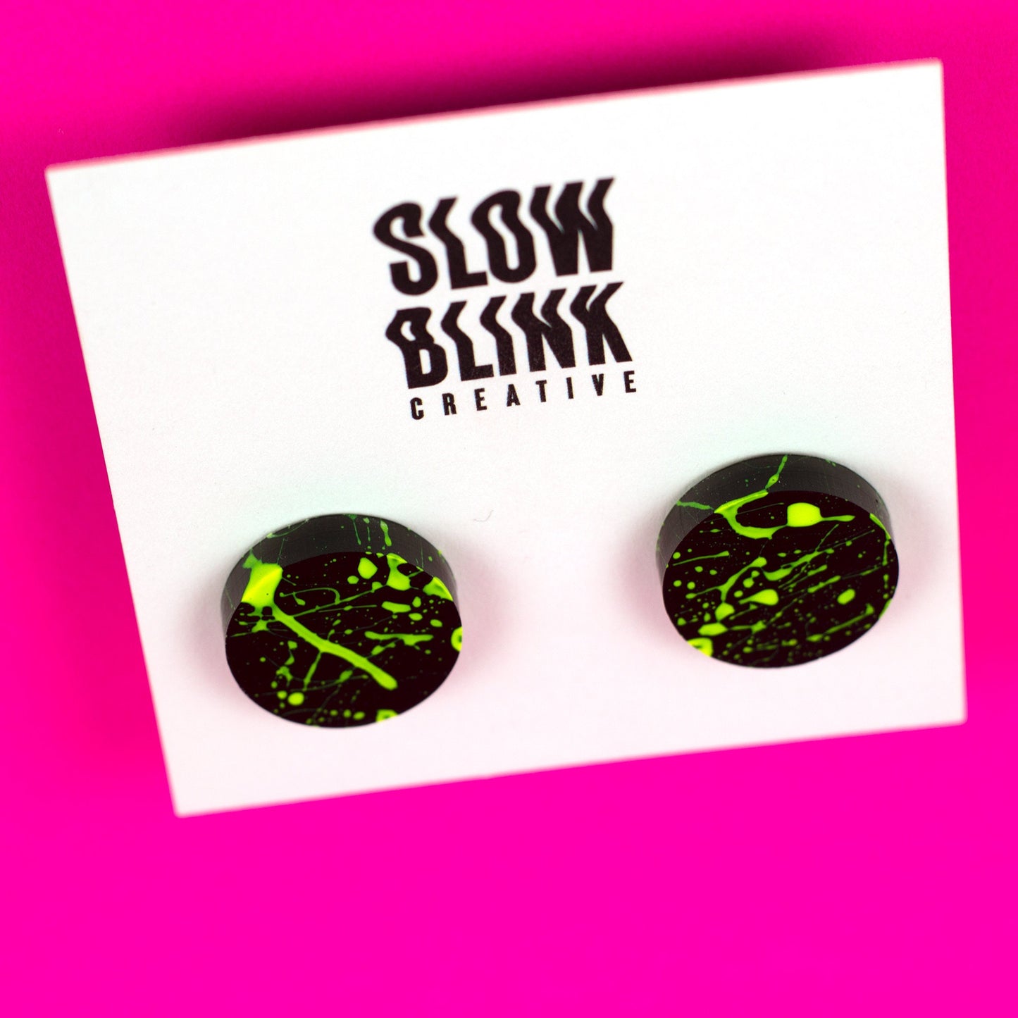 80s Neon Earrings / Yellow + Black