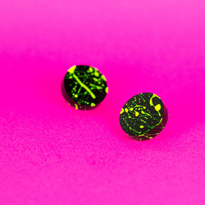 80s Neon Earrings / Yellow + Black