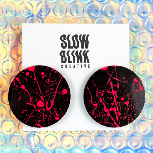 80s Neon Earrings / Pink & Black