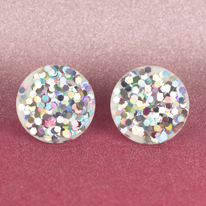 Holographic Silver Disco Ball Earrings