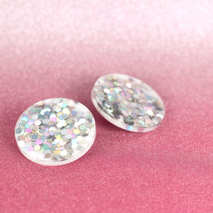 Holographic Silver Disco Ball Earrings