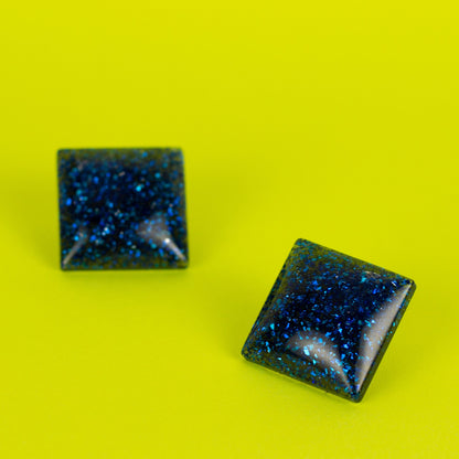 Royal Blue Square Retro Earrings