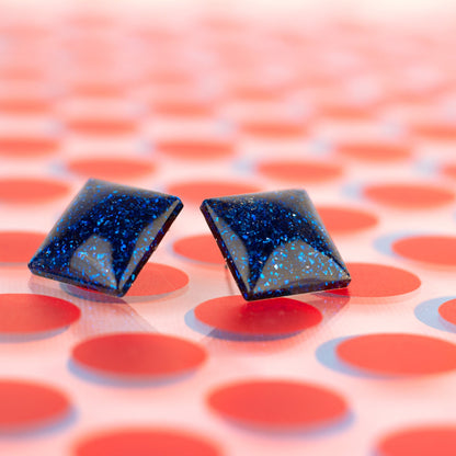 Royal Blue Square Retro Earrings