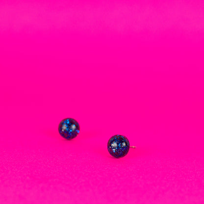 Royal Blue Glitter Small Stud Earrings