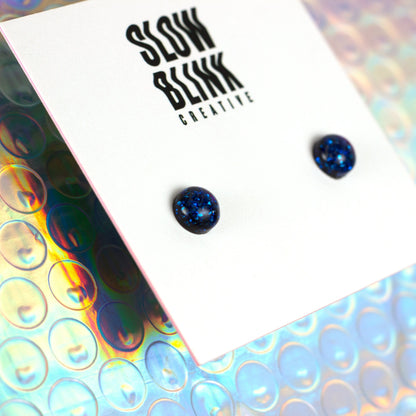 Royal Blue Glitter Small Stud Earrings