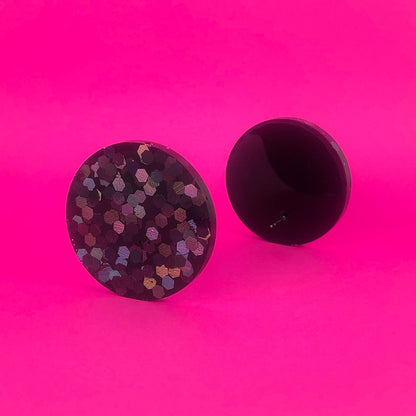 Black Glitter Retro Earrings