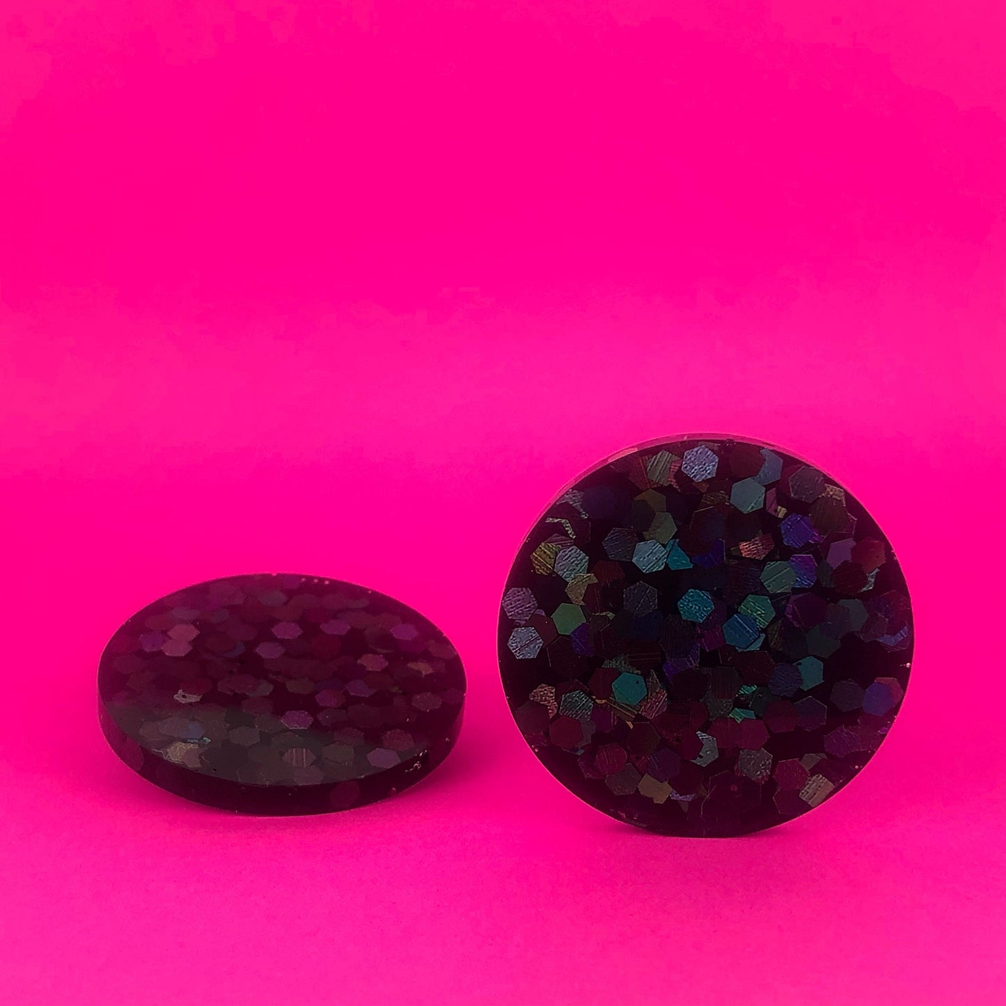 Black Glitter Retro Earrings