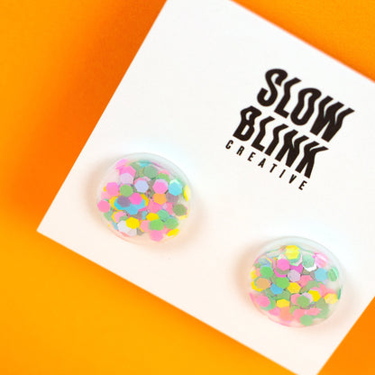 Iridescent Rainbow Confetti Earrings