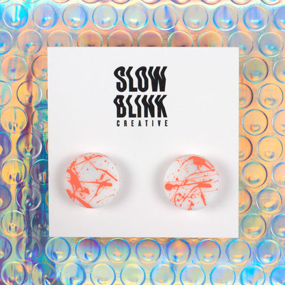 Retro Earrings / Coral, Orange + White