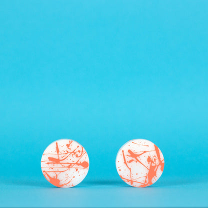 Retro Earrings / Coral, Orange + White