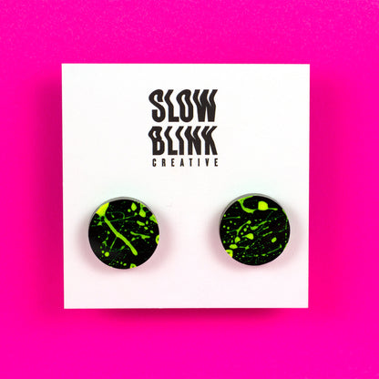 80s Neon Earrings / Yellow + Black