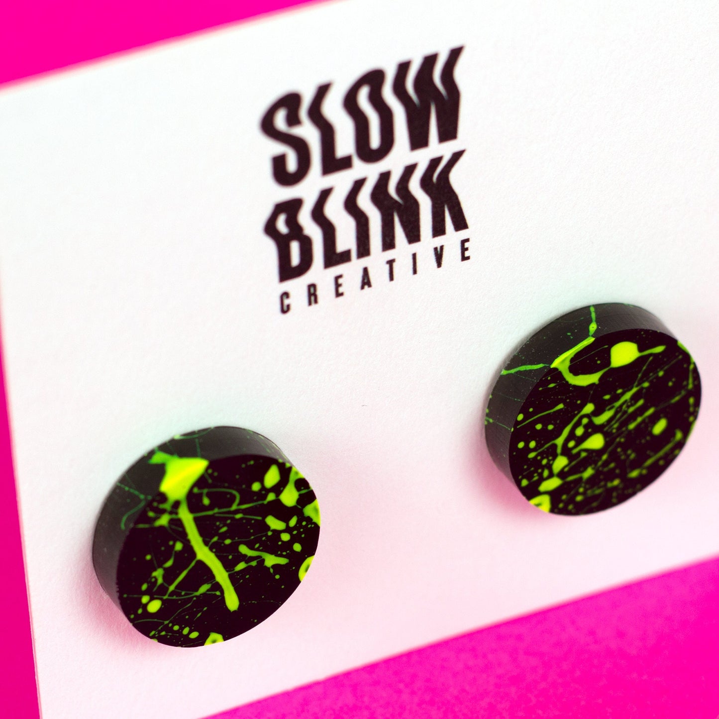 80s Neon Earrings / Yellow + Black