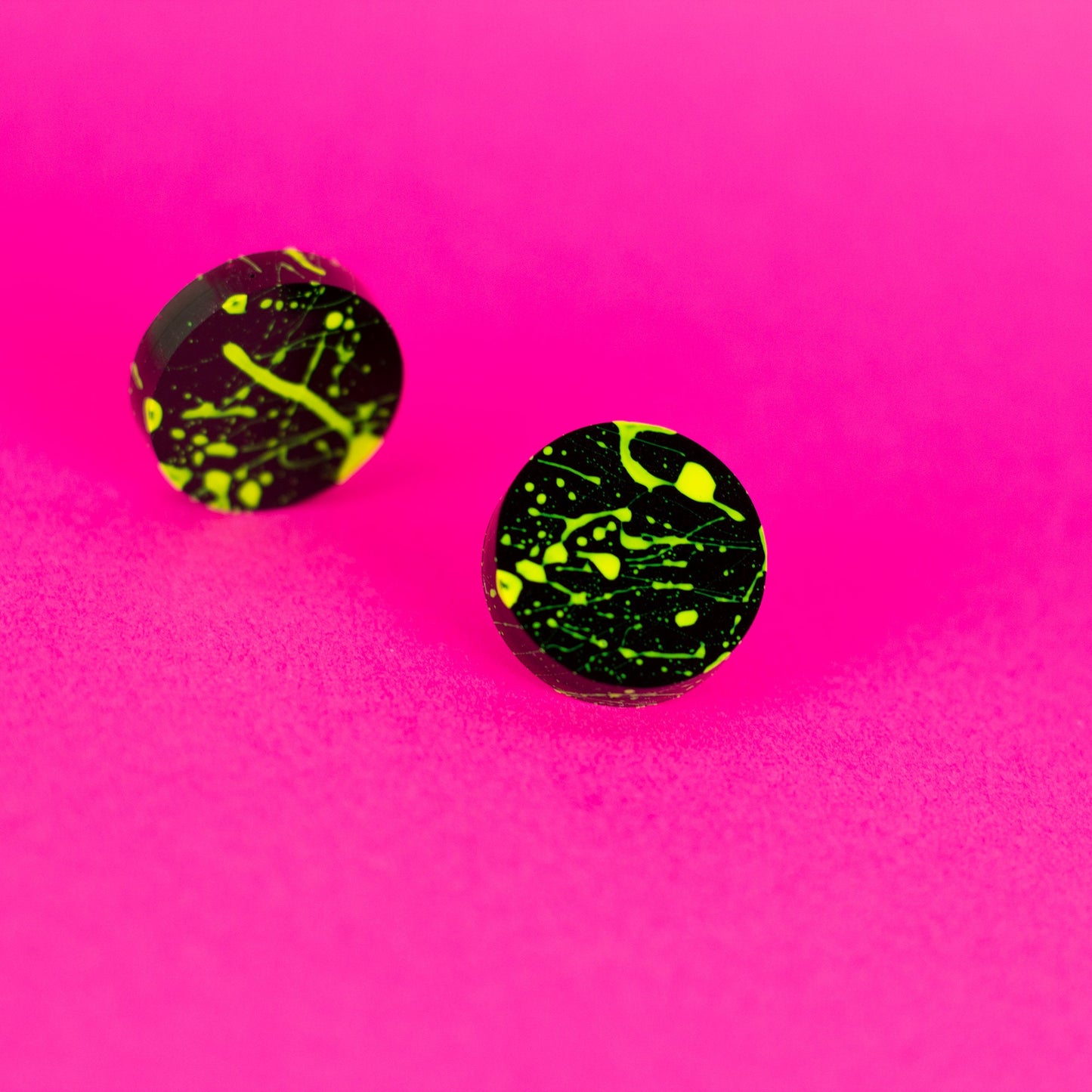 80s Neon Earrings / Yellow + Black