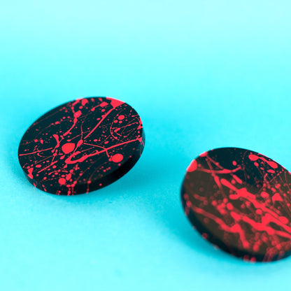 80s Neon Earrings / Pink & Black