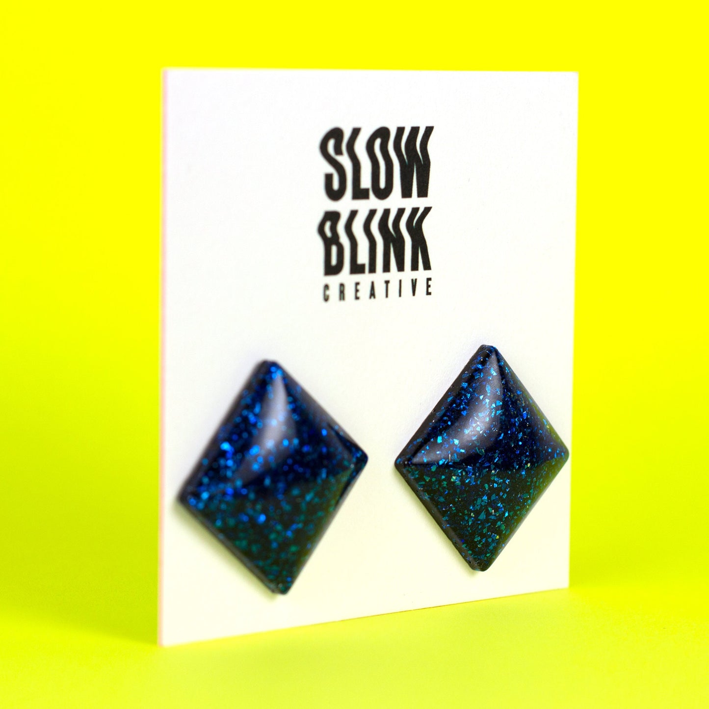 Royal Blue Square Retro Earrings