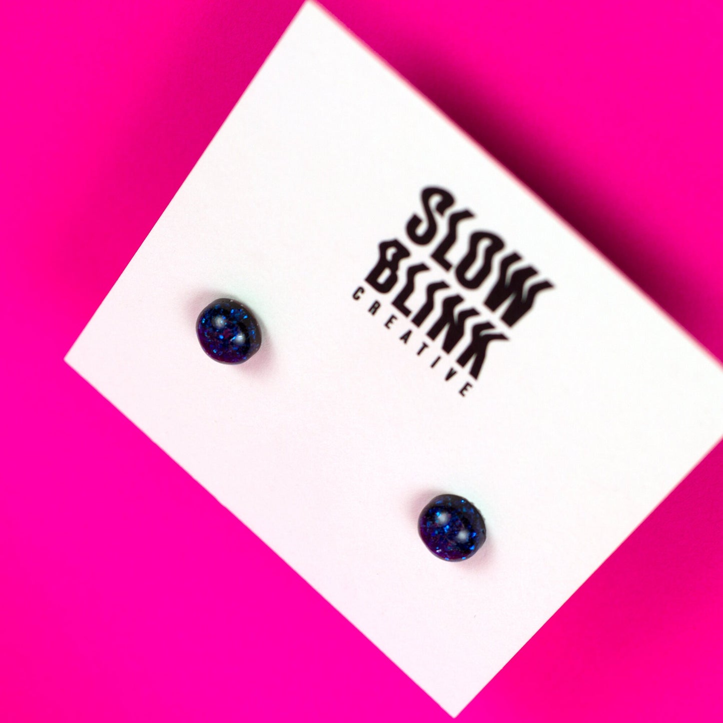 Royal Blue Glitter Small Stud Earrings