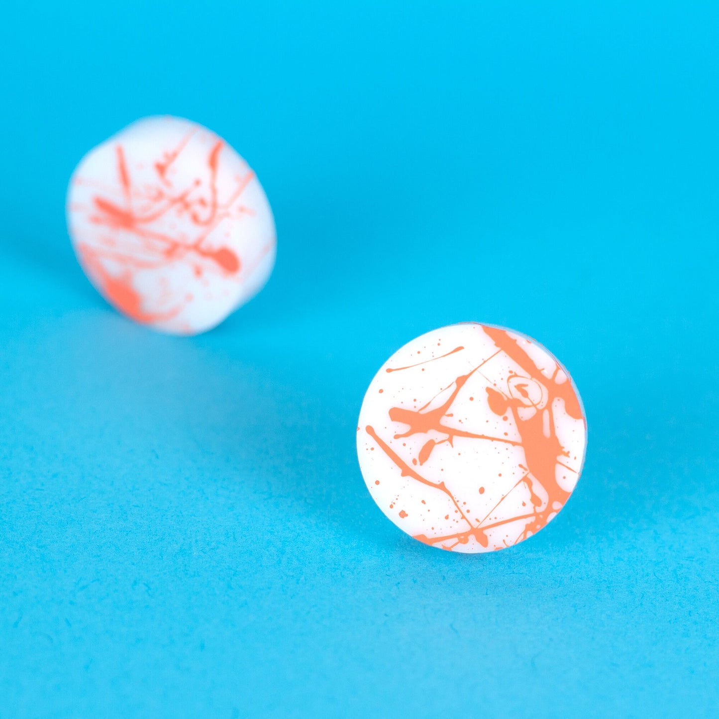 Retro Earrings / Coral, Orange + White