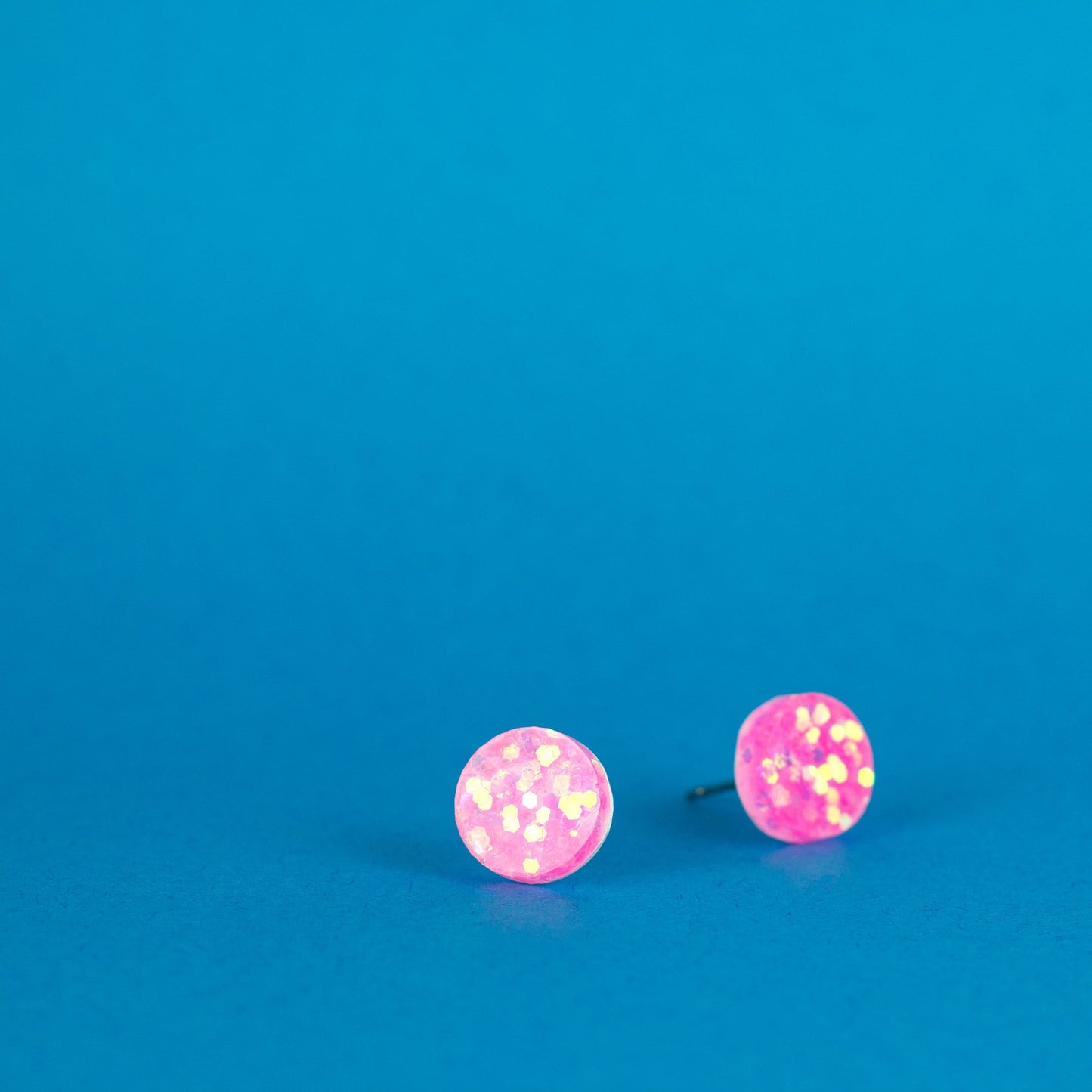 Bubblegum Pink Glitter Stud Earrings