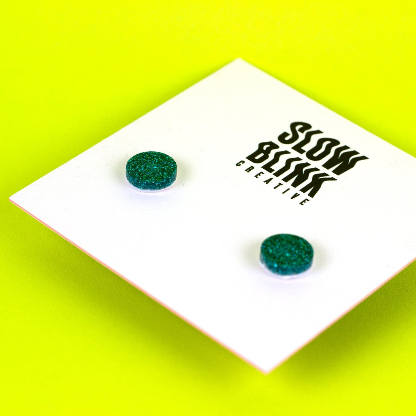 Teal Glitter Stud Earrings (0.4")