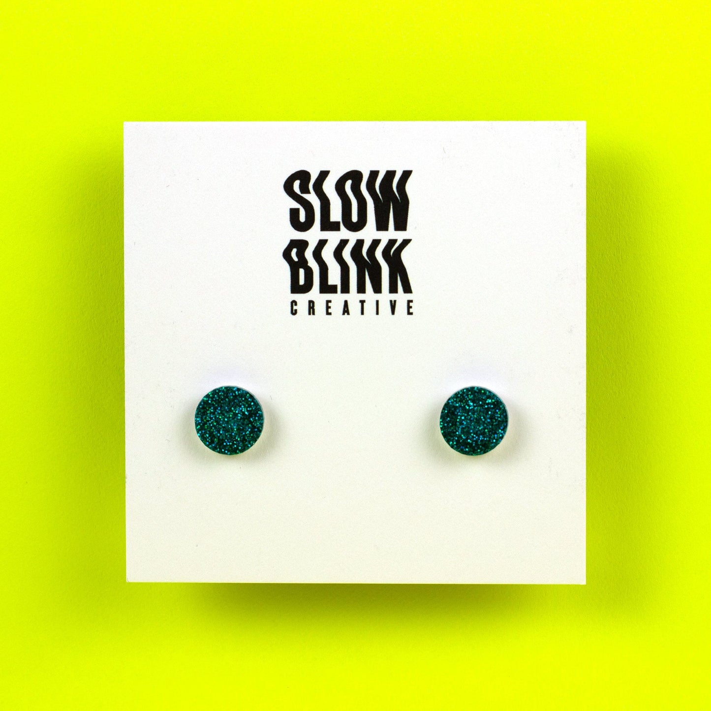 Teal Glitter Stud Earrings (0.4")