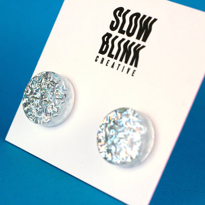 Holographic Silver Glitter Earrings