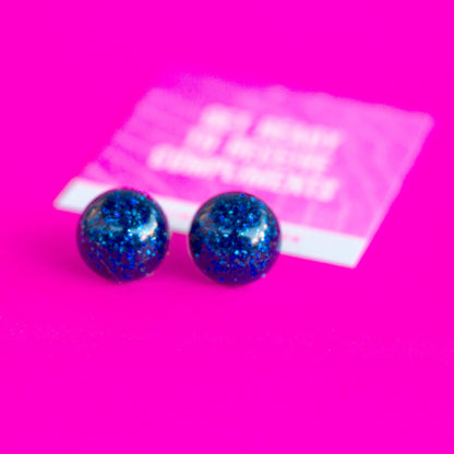 Royal Blue Glitter Vintage Style Earrings