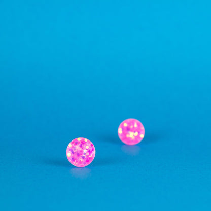 Bubblegum Pink Glitter Stud Earrings