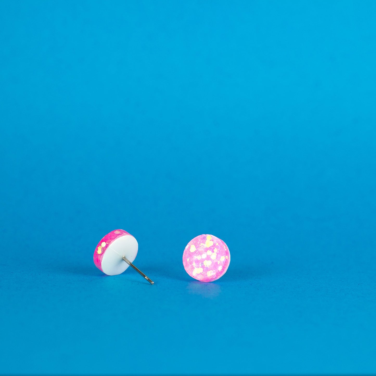 Bubblegum Pink Glitter Stud Earrings