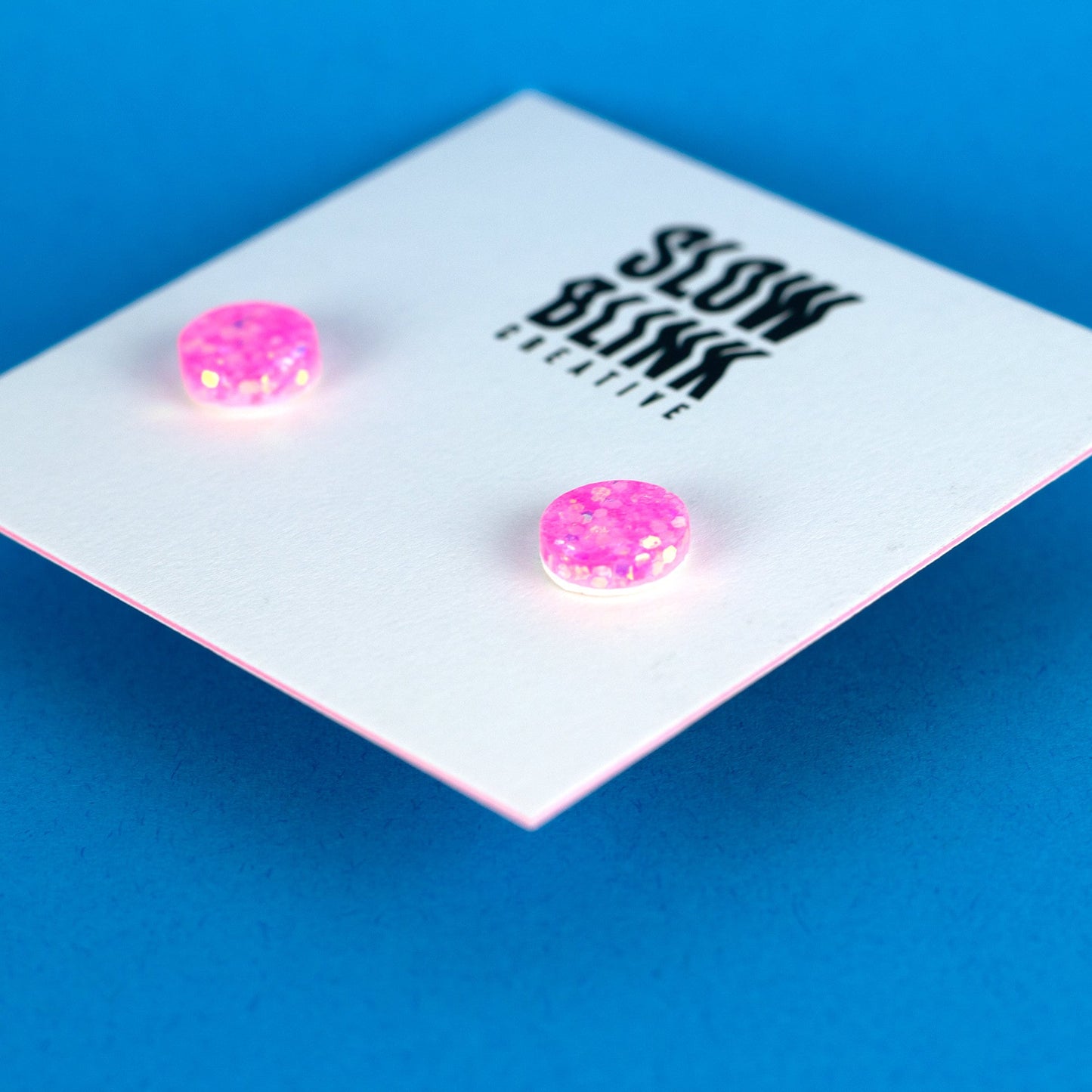 Bubblegum Pink Glitter Stud Earrings