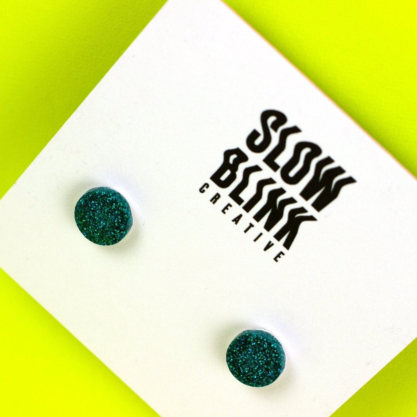 Teal Glitter Stud Earrings (0.4")