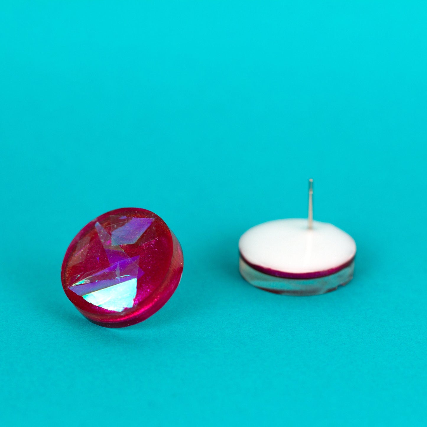 Iridescent Pink Stud Earrings