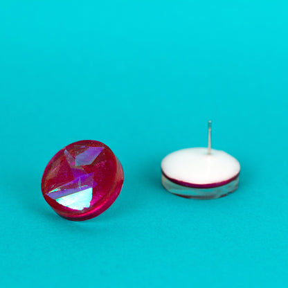 Iridescent Pink Stud Earrings