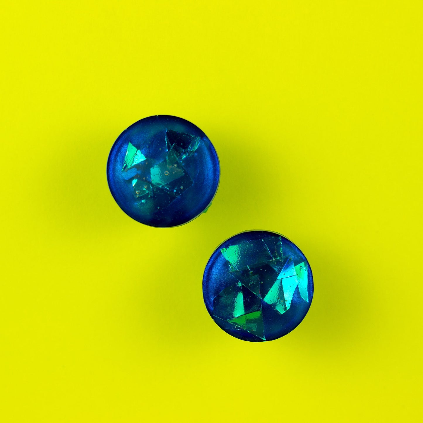 Iridescent Blue Stud Earrings