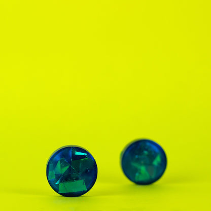 Iridescent Blue Stud Earrings