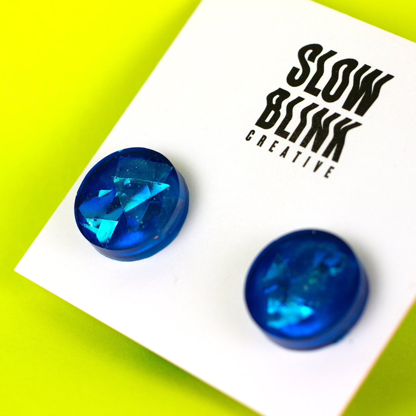 Iridescent Blue Stud Earrings