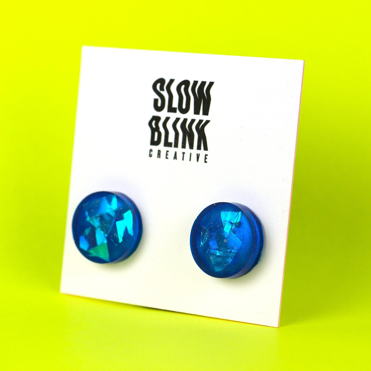 Iridescent Blue Stud Earrings