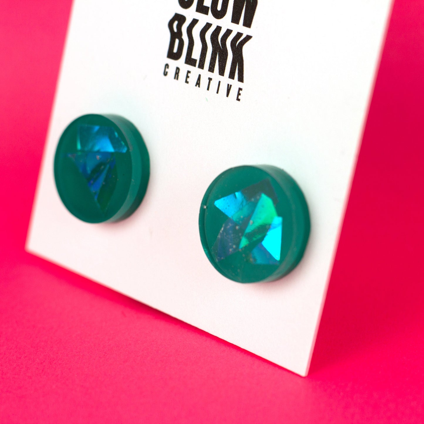 Iridescent Teal Stud Earrings