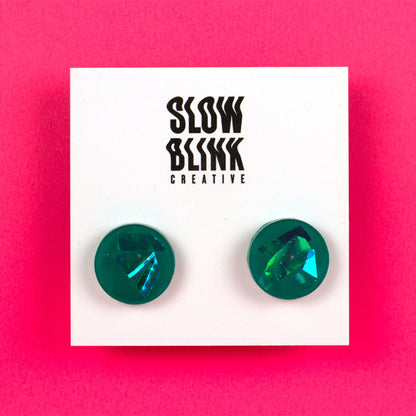 Iridescent Teal Stud Earrings