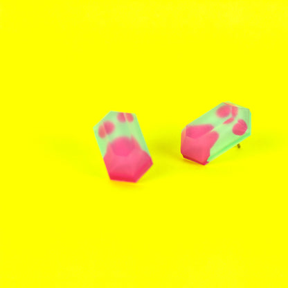 Matte Finish Jewel Studs / Pink + Mint Green