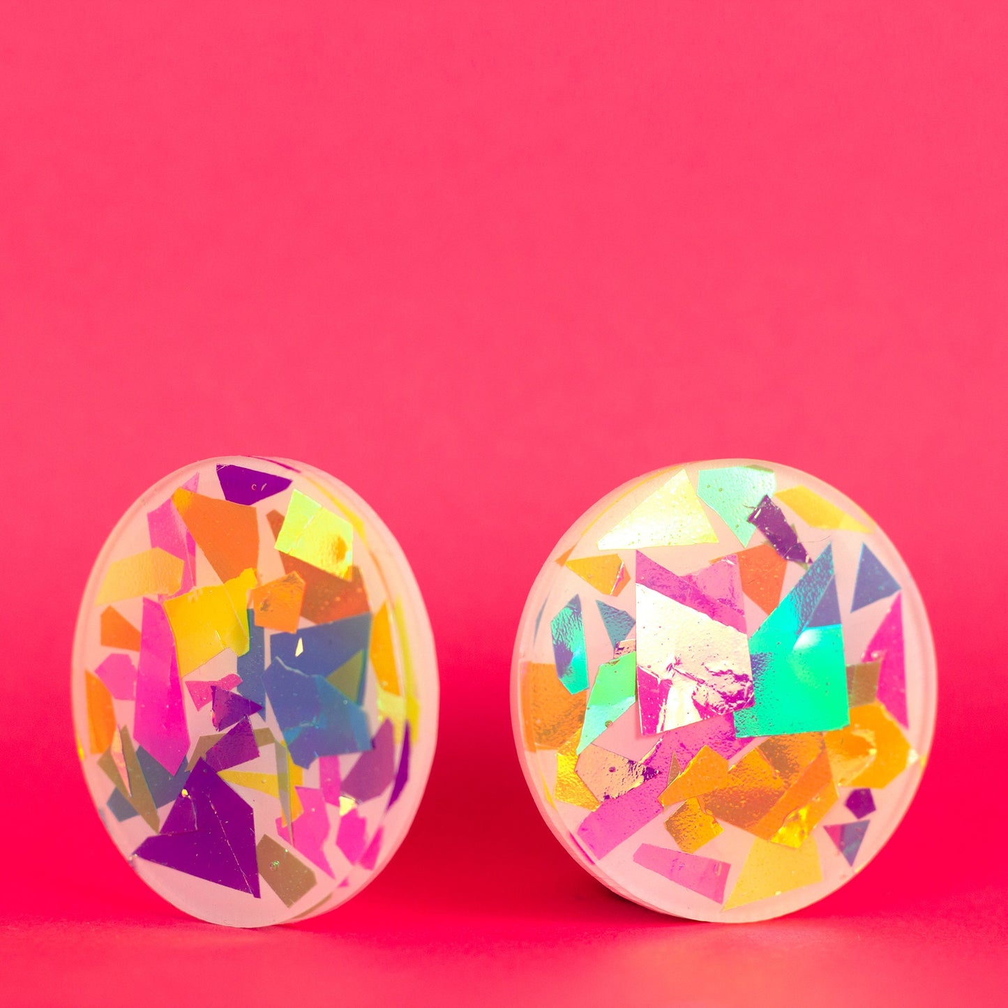 Iridescent Rainbow Disc Earrings