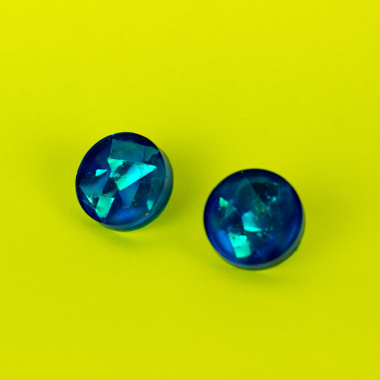 Iridescent Blue Stud Earrings