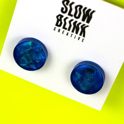 Iridescent Blue Stud Earrings