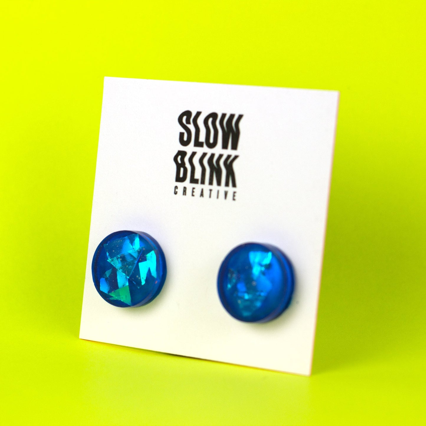 Iridescent Blue Stud Earrings