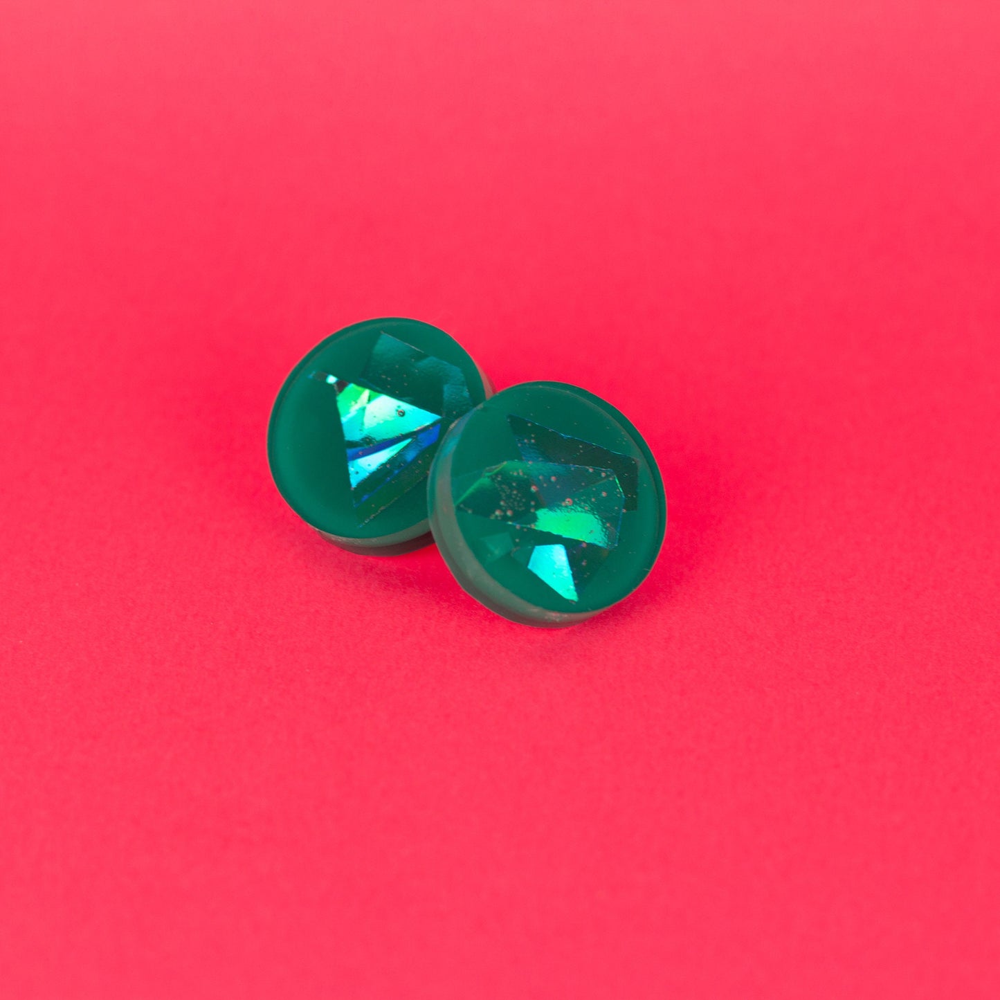 Iridescent Teal Stud Earrings