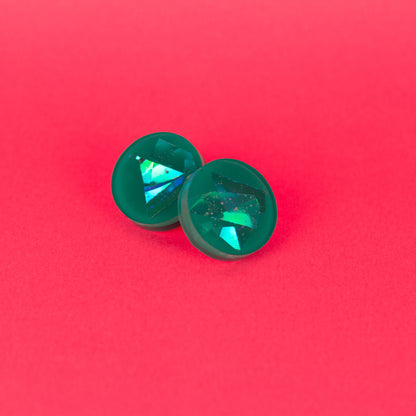 Iridescent Teal Stud Earrings