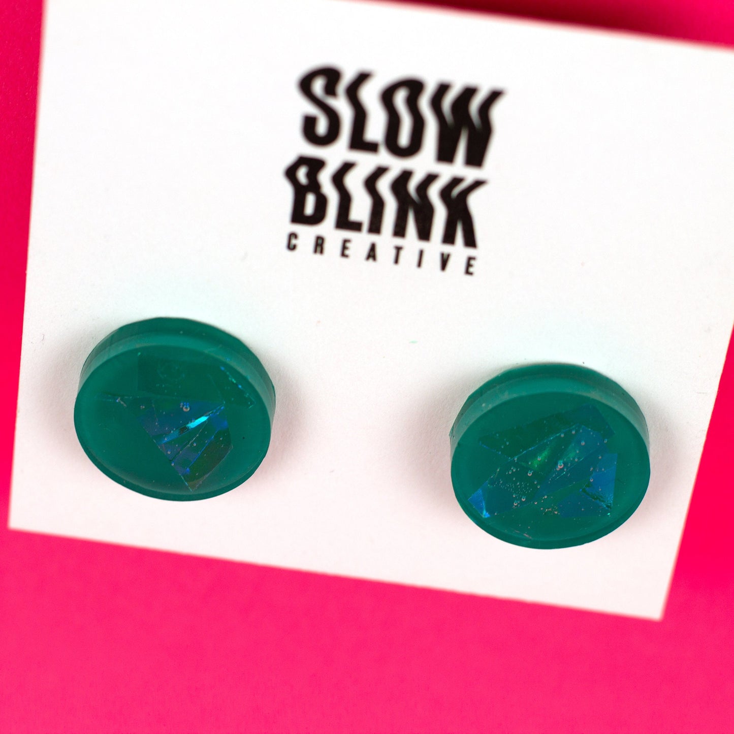 Iridescent Teal Stud Earrings