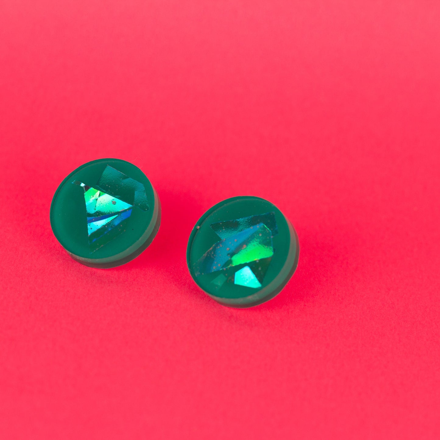 Iridescent Teal Stud Earrings